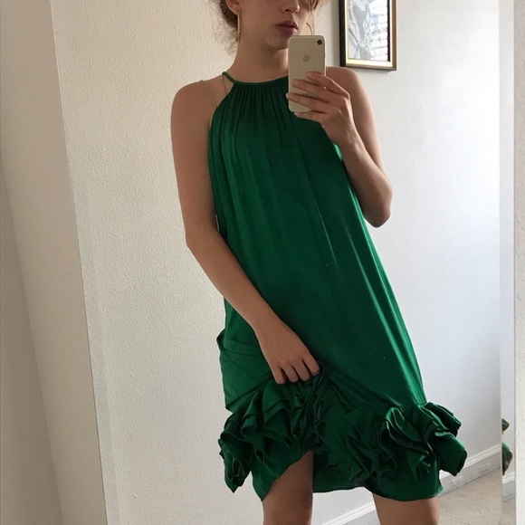 Laundry Shelli Segal Green Silk Cocktail Dress 6 - Picture 5 of 5